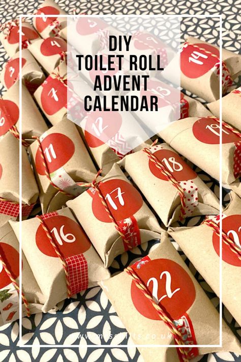 Simple Advent Calendar, Advent Calendar Ideas Diy, Advent Calendar Ideas, Cardboard Rolls, Diy Toilet, Diy Advent Calendar, Calendar Ideas, Number Stickers, Christmas Advent Calendar