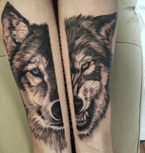 Couples Wolf Tattoos, Tattoo With Quote, Pair Tattoos, Couple Tattoos Unique Meaningful, Couples Tattoos, Couple Tattoos Unique, Matching Sister Tattoos, Tattoos Unique, Couples Tattoo Designs