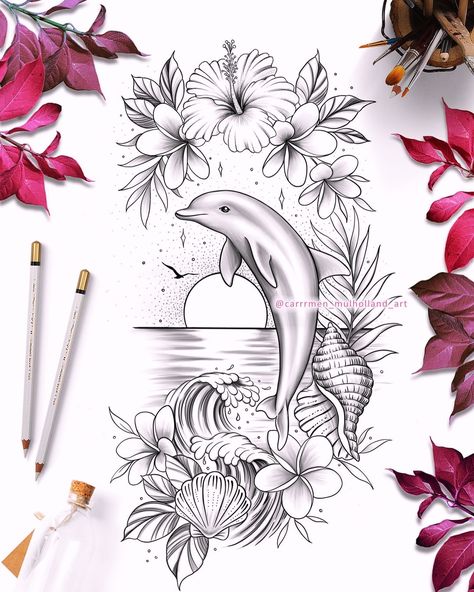 Dolphin tattoo designs 🐬🐬🐬 (both are sold) DM me to order your own custom design 💙🦋 No copying or tattooing of my #artwork please 🙏 If you order a custom design from me, it will be yours to wish as you please, may that be for art in your home / printing or tattooing. (Yes, that means you can take the design to a local artist of your choice to tattoo the design for you). I do not sell multiples copies of my art. I do once off sales only 🦋 #dolphin #art #tattoodesigns #tattoodesigner #dolphi... Dolphin Memorial Tattoo Mom, Dolphin Rib Tattoo, Dolphin Tattoo Stencil, Dolphin Tattoo Design, Dolphin Tattoo Meaning, Memorial Tattoos Mom, Tattoo Mermaid, Dolphin Tattoo, Arm Sleeve Tattoos For Women