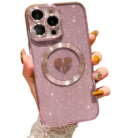 【For iPhone 15 Pro Max Magnetic Case】Plating love heart glitter Magnetic phone case which is specially designed for iPhone 15 pro max (6.7 Inch), it is compatible with MagSafe accessories. Support wireless charging. 【Plating Love Heart Magnetic Glitter Case】The luxury electroplated love heart bling glitter patterns, Clear case bling gardient glitter paper so that the glitters will never fade or flake off and always stay bling. Magnetic case is unique and special Style. Iphone 15 Pro Max Cases Aesthetic, Iphone 15 Pro Max Cover, Iphone 15 Pro Max Pink, 15 Pro Max Case, Iphone 15 Pro Max Phone Case, Iphone 15 Pro Case, Iphone 15 Pro Max Case, Iphone 15 Case, Iphone Comparison