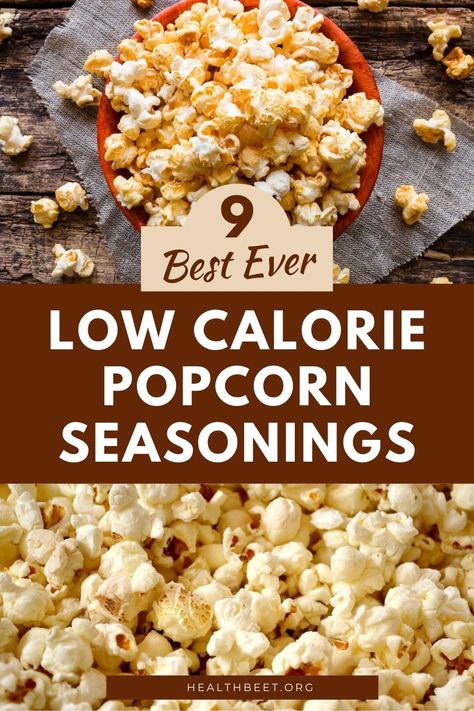 Low Calorie Snacks Salty, Popcorn Seasoning Ideas, Low Carb Popcorn, Low Calorie Savory Snacks, Healthy Popcorn Recipes, Low Calorie Salty Snacks, Healthy Sweet Popcorn Recipes, Sweet Popcorn Recipes, Popcorn Healthy