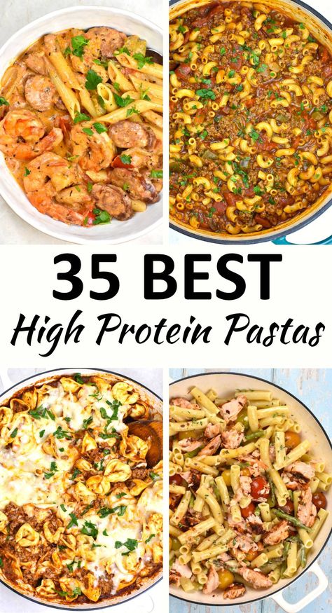 This collection of high protein pasta recipes will help you enjoy your favorite comfort food while still hitting your macros. Easy High Protein Pasta Dinner, High Protein Pasta Lunch, Protein Pasta Lunch Ideas, High Protein Tortellini Recipes, High Protein Goulash, High Calorie Pasta Recipes, High Protein Pasta Recipes Healthy, Italian Protein Recipes, Macro Pasta Recipes