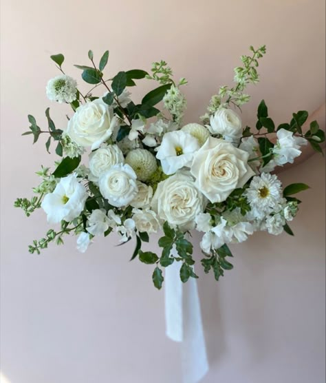 Green White Bridal Bouquet, White And Ivory Bridal Bouquet, White Garden Bridal Bouquet, Statement Florals Wedding, White And Green Whimsical Bouquet, White And Sage Wedding Flowers, White And Cream Bridal Bouquet, White Fall Wedding Flowers, Wedding Flowers April