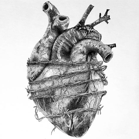 THE HEART SYMBOL on Instagram: “Breaking free from delusions may cause pain and trauma, just like breaking free from a chain. We must get rid of self deception and wishful…” Heart In Chains Drawing, Art Sketches Heart Break, Heart Bleeds Art, Chained Heart Drawing, Breaking Free Drawing, Sketches With Meaning, Breaking Free Art, Heart Break Tattoos, Breaking Free Tattoo