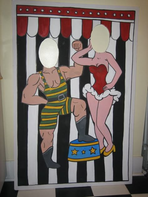 circus/carnival theme --- photo cutout. Even the grandparents would like this one! Theme Carnaval, Circus Carnival Party, Halloween Circus, Circus Theme Party, Photo Cutout, Carnival Wedding, School Carnival, Carnival Themed Party, Circus Birthday Party