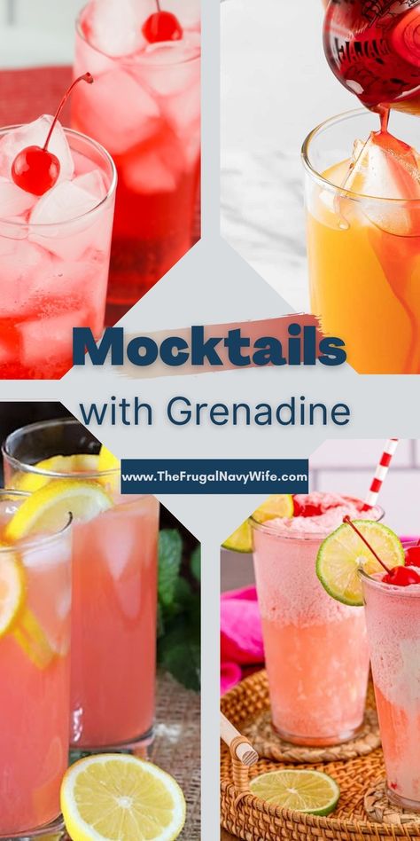 Elevate any gathering with the sweet charm of mocktails with grenadine, perfect for all ages and occasions. #mocktails #grenadine #drinks #frugalnavywife #easyrecipes #roundup | Drink Recipes | Grenadine | Mocktails | Easy Recipes | Grenadine Syrup Drinks, Mocktails Non Alcoholic Sparkling Grape Juice, Mocktails Non Alcoholic Grenadine, Biggby Mocktail Recipe, Drinks To Make With Grenadine, Drinks With Grenadine Non Alcoholic, Spindrift Mock Tails, Refreshing Mocktail Recipe, Grenadine Drinks Non Alcoholic