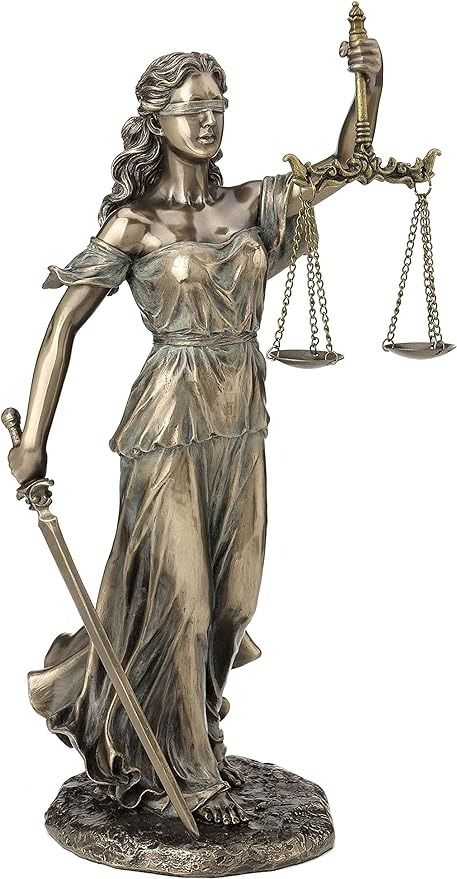 Amazon.com: Veronese Design 13 1/4" Blindfold Lady Justice Holding Sword and Scale Resin Sculpture Bronze Finish : Home & Kitchen Justice Lady, Lady Of Justice, Lady Justice Statue, Skeleton Knight, Justice Tattoo, Justice Statue, Justice Scale, Tattoo Reference, Lady Justice