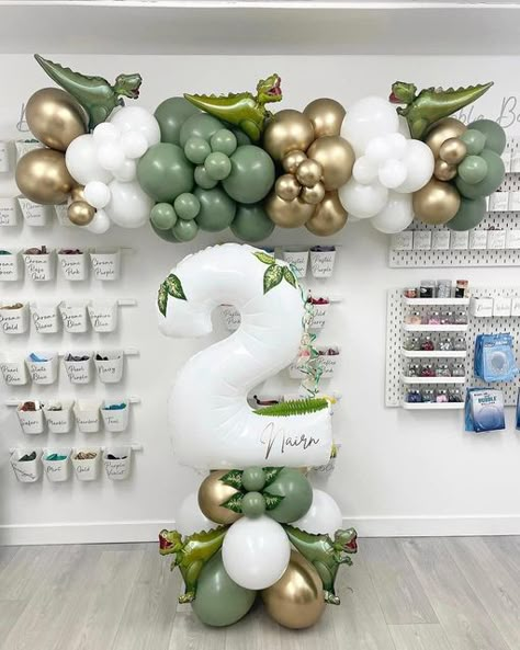 2 Birthday Dinosaur, Dinosaur Balloons Decoration, Number Column Balloons, Decor Dinosaur Party, Dinosaur Balloon Columns, 2 Year Birthday Theme Boy Dinosaur, 2nd Birthday Boy Themes Dinosaurs, Dinosaur Birthday Party Balloons, Dinosaur Birthday Balloons