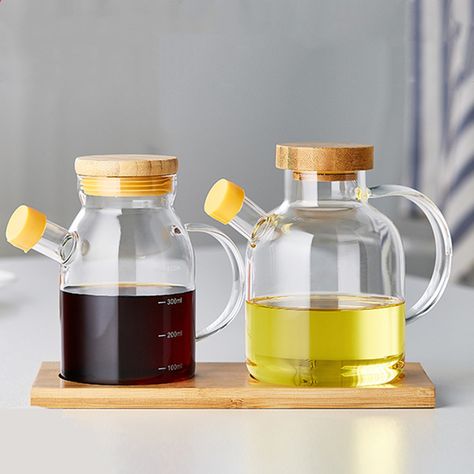 Aesthetic Kitchenware, Glass Beverage Dispenser, Olive Oil Bottle, Baking Equipment, Kitchen Glass, Aesthetic Kitchen, Modern Restaurant, Olive Oil Bottles, Kitchen Utensil Set