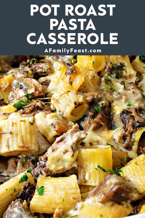 Roast Beef And Pasta Recipes, Pot Roast Noodles, Pot Roast Pasta, Roast Beef Casserole, Roast Pasta, Leftover Roast Beef Recipes, Beef Noodle Casserole, Leftover Pot Roast, Feast Recipes