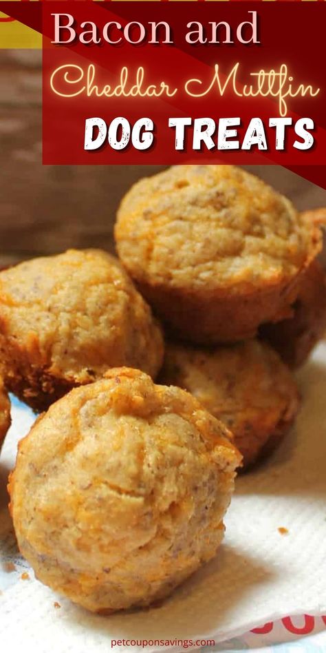 Bacon and Cheddar Muffin Dog Treats Puppy Muffins Dog Treats, Savory Dog Treats Recipe, Cheesy Dog Treats, Maple Bacon Dog Treats, Homemade Dog Muffins, Dog Treat Ideas To Sell, Diy Soft Dog Treats, Shelf Stable Dog Treat Recipe, Soft Dog Treats Recipes