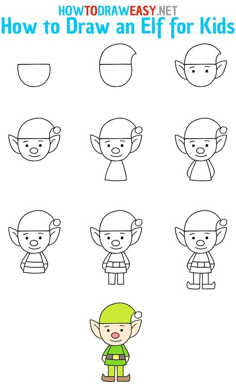 How to Draw an Elf Step by Step #Elf #ElfDrawing #ElfEasyDrawing #ElfDrawingforKids #DrawingforKids #ElfEasyDrawingforKids #DrawingTutorialsforKids #ElfSketch #CuteElf #CartoonElf #CartoonElfDrawing #StepbyStepDrawingTutorials How To Draw An Elf For Kids, Elf Easy Drawing, How To Draw A Christmas Elf, How To Draw An Elf Easy, How To Draw Elf Ears Step By Step, Christmas Elf Drawing Easy, Christmas Robin Drawing, How To Draw An Elf Step By Step, Easy Drawings For Christmas