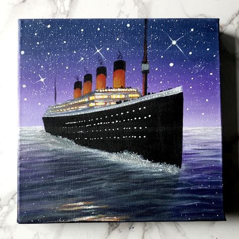 Aesthetic painting ideas for beginners
Titanic Painting Ship Canvas Painting, Titanic Painting, Titanic Painting Easy, Titanic Painting Ideas, Drawing Of Titanic, Easy Canvas Paintings, Sail Boat Paintings On Canvas, Titanic Drawing Scene, Tangled Boat Scene Painting