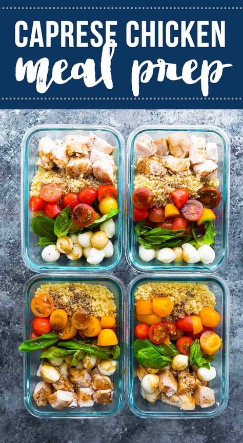 Chicken Salad Meal Prep, Chicken Fresh, Fresh Cherry, Salad Meal Prep, Prep Bowls, Caprese Chicken, Lunch Bowl, Chicken Meal Prep, Prepped Lunches