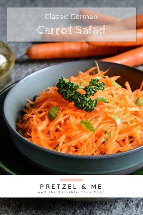 🥕🇩🇪 Pretzel & Me's German Carrot Salad 🇩🇪🥕 ✨ Savor our delightful, crunchy German carrot salad! 🌿🥕 🔥 A refreshing blend of grated carrots, apples, raisins & a zesty lemon-honey dressing 🍏🍋🍴 🕒 15 min prep | 🍽️ 4 servings | 🥄 Easy & nutritious! 🌱 Vegan-friendly & gluten-free options available 🌱 📸 Beautiful photos & step-by-step guide 🖇️👇 #PretzelAndMe #CarrotSalad #GermanSalad #HealthyRecipe #VeganFriendly #GlutenFree #CrunchyGoodness German Carrot Salad, Turnip Salad, German Salads, Honey Dressing, Julienned Carrots, Lemon Honey, Carrot Salad, Sous Chef, German Recipes