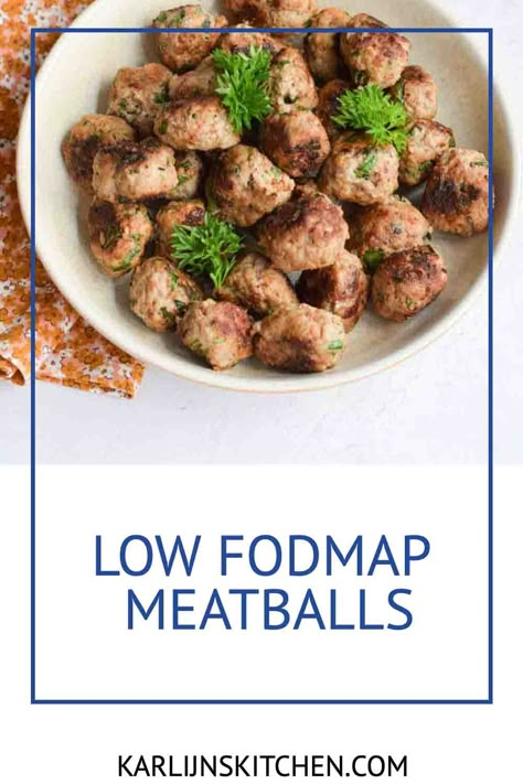 Low Fodmap Turkey Meatballs, Low Fodmap Meatballs, Fodmap Meatballs, Meat Ravioli Recipe, Low Fat Air Fryer Recipes, Dairy Free Meatballs, Egg Free Meatballs, Low Fodmap Appetizers, Ibs Friendly Food