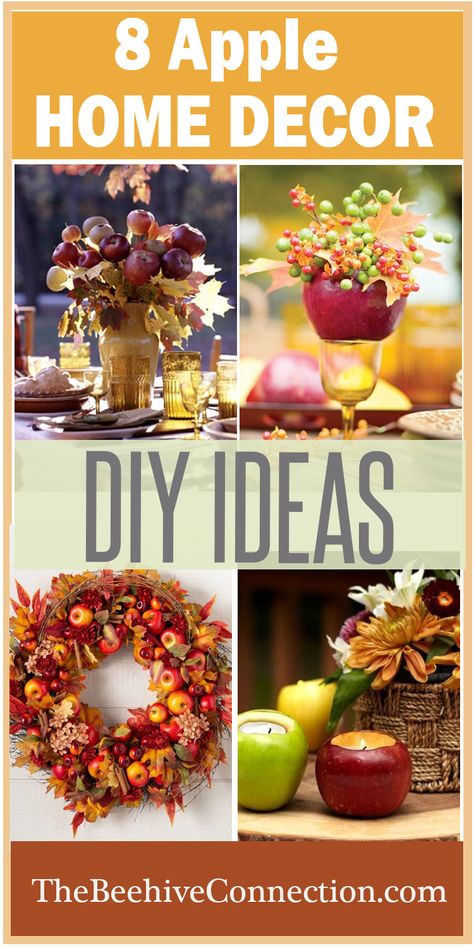 8 Apple Home Decor DIY Ideas Apple Centerpieces, Home Decor Diy Ideas, Apple Day, Decor Diy Ideas, Apple Kitchen Decor, Apple Wreath, Diy Apple, Instead Of Flowers, Apple Craft