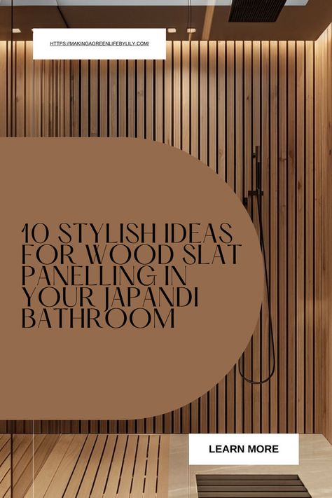 10 Stylish Ideas for Wood Slat Panelling in Your Japandi Bathroom Wood Look Shower Walls, Wood Slat Tiles Bathroom, Wooden Slat Bathroom, Wood Panelling Ceiling, Wooden Wall In Bathroom, Slatwall Bathroom, Wood Slats In Bathroom, Wood Panelling Walls Bathroom, Wood Feature Wall Bathroom