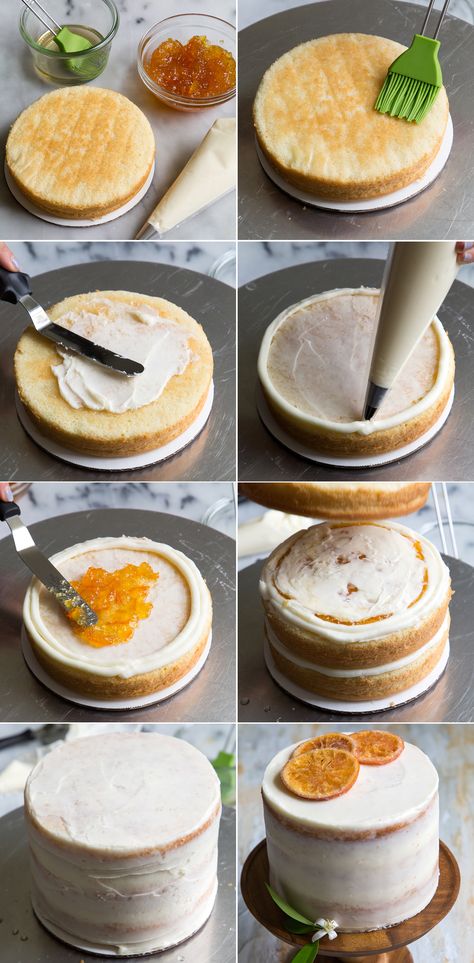 Orange Marmalade Cake with Orange Blossom Buttercream Orange Cake Filling, Orange Marmalade Cake, Orange Cake Decoration, Marmalade Cake, Desert Inspiration, Frosting Ideas, Bakery Cupcakes, Vegan Wedding Cake, Orange Jam