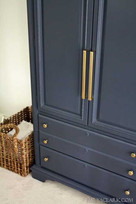 Navy Armoire, Navy Front Door, Foyer Paint Colors, Hale Navy Benjamin Moore, Armoire Entree, Armoire Makeover, Painted Armoire, Painted Wardrobe, Hale Navy