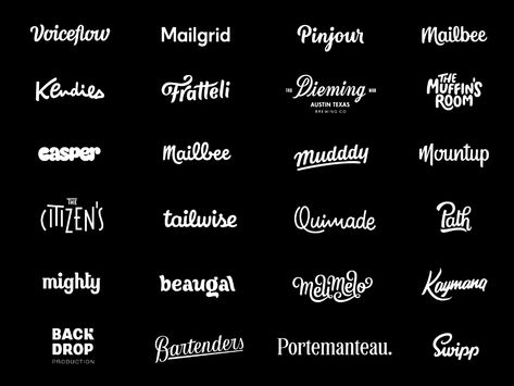 Wordmark wall - 2 years by Lance on Dribbble Handlettered Logo, Wordmark Logo Typography, Instagram Fonts, Wordmark Logo Design, Hand Lettering Logo, Instagram Font, Identity Design Inspiration, Text Logo Design, Meditation Apps