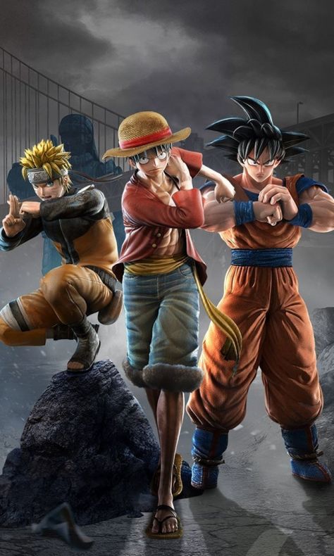 Dragon Ball X One Piece, Jump Force Wallpaper, Goku X Naruto, Naruto X One Piece, One Piece And Naruto, Naruto One Piece Dragon Ball, One Piece Video, One Piece Fan Art, 480x800 Wallpaper