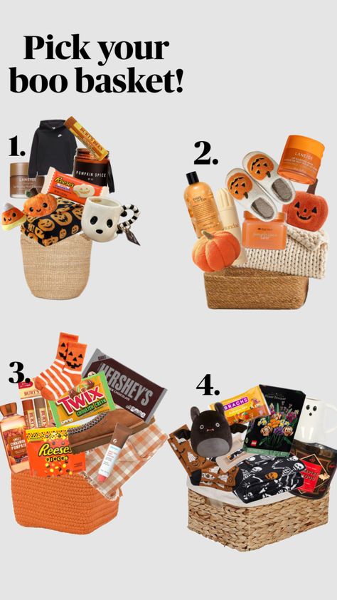 Boo baskets! #boobasket #boobasketinspo #fall #fallaesthetic #fallcore #halloween Things To Use As A Gift Basket, Fall Fundraiser Ideas Gift Baskets, Boo Basket Cheap Ideas, Boo Basket Target, Western Boo Basket, Boo Basket For Moms, Fall Boo Baskets, Small Boo Basket Ideas For Best Friend, Family Boo Basket