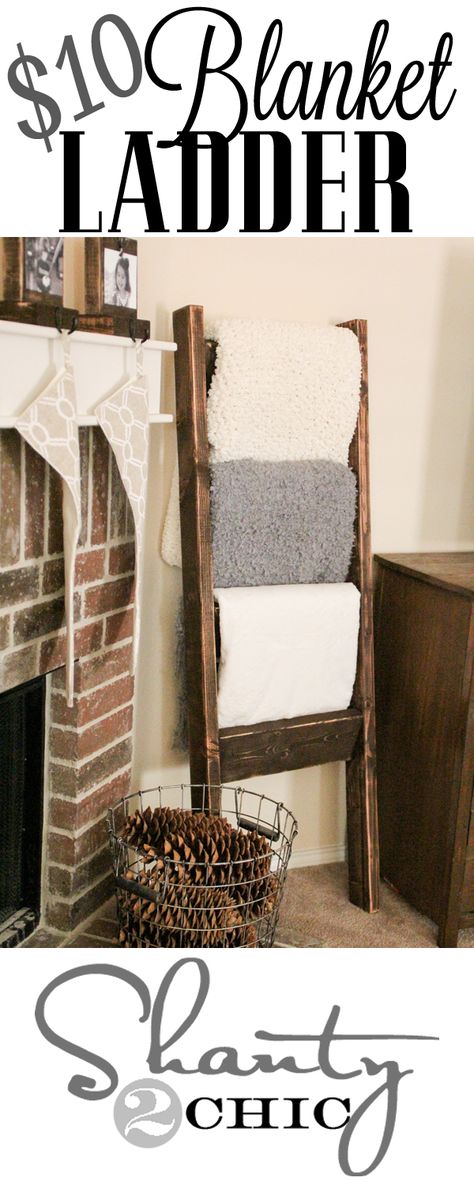 LOVE this Blanket Ladder!  would be great for the living room since I LOVE throws and they definitely clutter the place up if not put away Ladder Blanket, Wooden Blanket Ladder, Old Ladder, Shanty 2 Chic, Wood Ladder, Blanket Ladder, Style Bathroom, Diy Interior, Boho Home