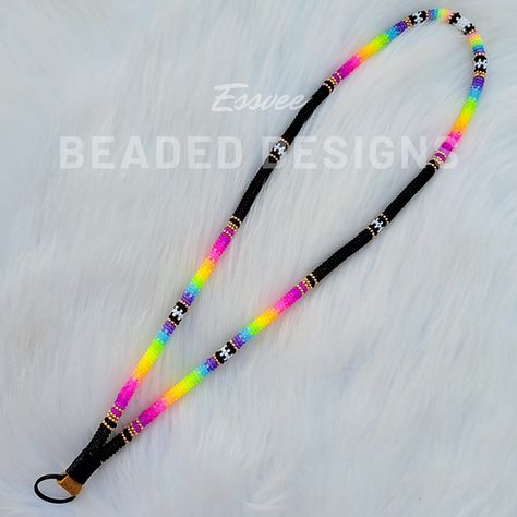 Native Beaded jewelry | Essvee Beaded Designs 2/3 Native Necklace Beaded, Native Beadwork Tutorial, Neon Beaded Lanyard, Native Beaded Lanyards, Seed Bead Lanyard Patterns, Seed Bead Keychain Pattern, Free Native Beading Patterns, Beaded Rope Tutorial, Native Beading Patterns Design