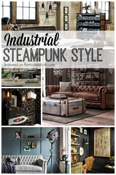 Industrial Steampunk Style featured on Remodelaholic.com Steampunk Bedroom Decor, Rambling Redhead, Steampunk Rooms, Steampunk Bedroom, Punk Decor, Steampunk Interior, Steampunk Home Decor, Steampunk Furniture, Steampunk House