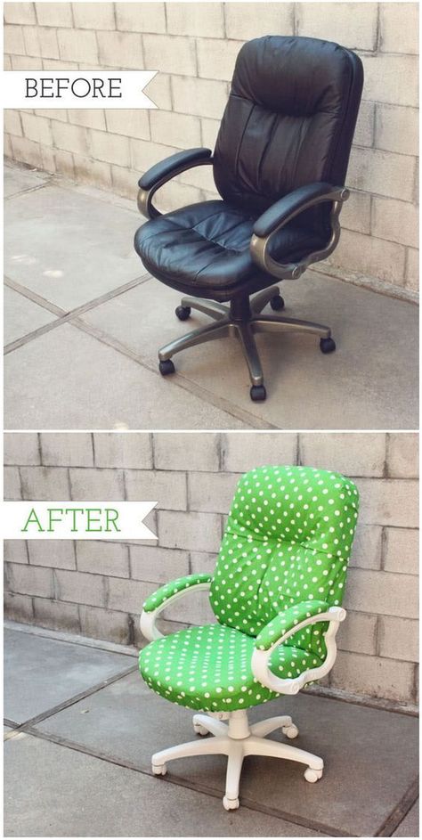 How To: Transform a Tired Old Office Chair - Tutorial #DIY #home #DIYhome #upcycling #sewing Office Chair Makeover, Old Office, Bantal Sofa, Diy Office, Chair Makeover, Old Chairs, Old Chair, Sewing Rooms, Diy Chair