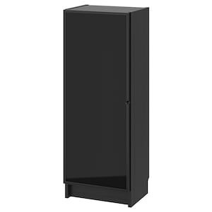 BILLY / HÖGBO Bookcase w glass doors, black-brown, 311/2x113/4x791/2" - IKEA Ikea Black, Ikea Billy, Behind The Glass, Billy Bookcase, Tempered Glass Door, Black Panels, Window Cleaner, Door Frame, Glass Doors