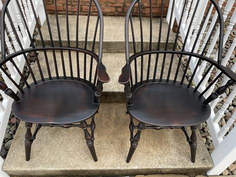 Pair of Sack Back Windsor Armchairs Country Style Furniture, Windsor Arm Chair, Hanging Cabinet, Ladder Back Chairs, Outdoor Pendant Lighting, Hall Table, Selling Furniture, Kitchen Stools, Farm Table