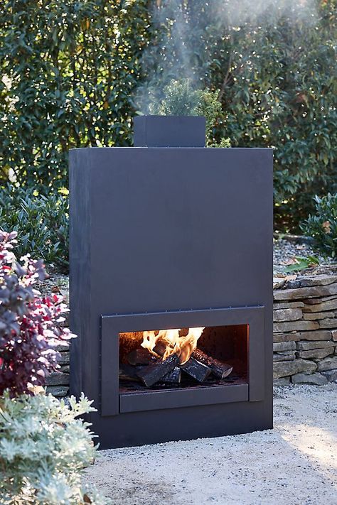 Weathering Steel Planed Outdoor Fireplace | Terrain Outdoor Fireplace Plans, Weathering Steel, Modern Addition, Backyard Inspiration, Yard Design, Dream Backyard, Outdoor Fire, Outdoor Fireplace, Outdoor Fire Pit