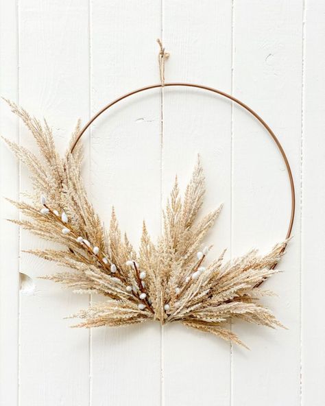 Pampas Grass Wreath, Dried Floral Wreaths, Grass Wreath, Dried Wreath, Deco Champetre, Boho Wreath, Modern Wreath, Fleurs Diy, Dried Flower Wreaths