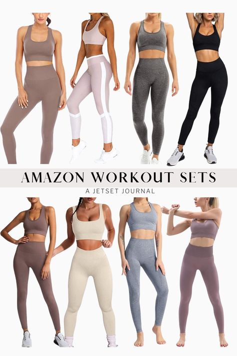 Are you ready to take your lounging and workout game to the next level? Amazon has got you covered! With a wide range of stylish and comfortable lounge sets, you can transform your exercise routine or relaxation time with ease. Discover comfortable 2 piece sets with high waisted yoga leggings, seamless yoga leggings, sports bra gym sets and fitness active wear in this weeks guide to Women's gym outfits! Workout Set Outfit, Workout Sets Outfit, Women Gym Outfits, Trendy Workout Outfits, Gym Sets, Fall Fitness, Sports Bra Outfit, Sportswear Outfits, High Waist Sports Leggings