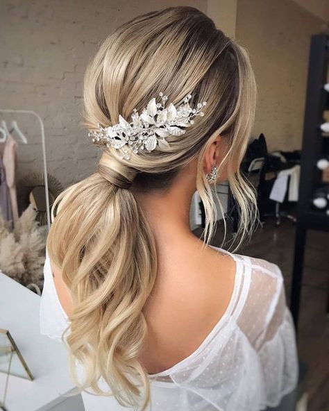 Bridal Ponytail, Wedding Ponytail, Tail Hairstyle, Hair Accessories Bun, Wedding Hair Inspiration, Long Blonde, Ponytail Styles, Wedding Hairstyles For Long Hair, Bridal Headpiece