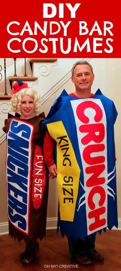 DIY Candy Bar Halloween Costumes and Top Hat made out of felt. A fun Halloween costume for adults or kids! Includes a free downloadable letter templet! Bar Halloween Costumes, Halloween Kostüm Joker, Quick Diy Halloween Costumes, Adult Costumes Diy, Diy Costumes Kids Boys, Diy Candy Bar, Meme Costume, Candy Costumes, Easy Diy Costumes