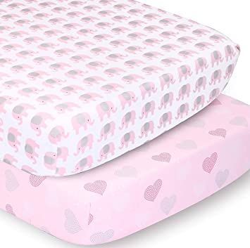 The Peanutshell Fitted Crib Sheet Set for Baby Girls | Pink Elephant & Hearts | 2 Pack Set Butterfly Crib Sheets, Girl Crib Sheets, Baby Girl Crib Sheets, Best Crib Mattress, Crib Sheets Girl, Heart Nursery, Best Crib, Pink Sheets, Baby Crib Sheets