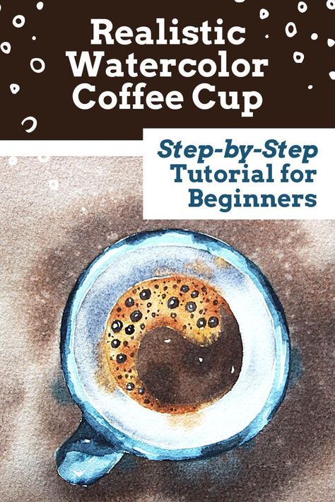 Watercolour Tips, Watercolour Tutorials, Watercolor Coffee Cup, Beginner Drawing Lessons, Coffee Watercolor, Coffee Art Print, Coffee Cup Art, Pencil Sketching, Watercolor Tutorial