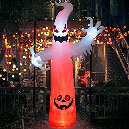 Halloween Yard Inflatables, Spooky Outdoor Halloween Decor, Halloween Blow Ups, Yard Inflatables, Outdoor Inflatables, White Ghost, Inflatable Decorations, Halloween Inflatables, Led Color Changing Lights