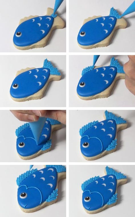 Fish Biscuits, Icing Cookies Tutorial, Thai Fish, Biscuit Decoration, Fish Cookies, Beach Cookies, Royal Icing Sugar, Sugar Cookie Royal Icing, Summer Cookies