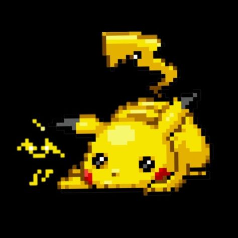 Pixel Art, Pikachu, Pokemon, Yellow, Black, Art, Pokémon