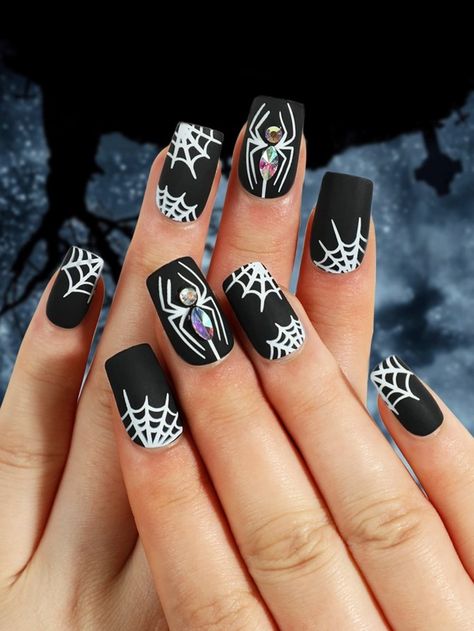 Nail Art Halloween, Long Press On Nails, Halloween Press On Nails, Short Press On Nails, Nagel Tips, Fake Nails With Glue, Halloween Nail Designs, Halloween Nail, Halloween Nail Art