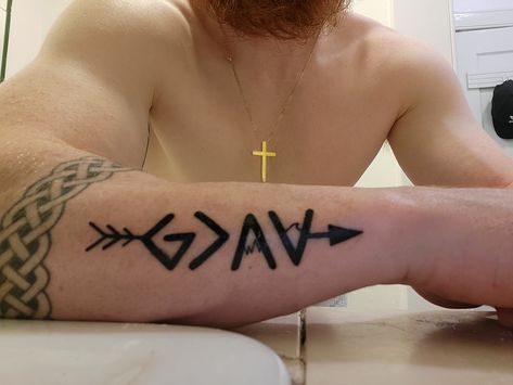 Plain black tattoo. God greater highs lows Christian Tattoos Men, Tattoo God, God Is Bigger, Tattoos Men, Arrow Tattoo, Black Tattoo, Tat Ideas, Chest Tattoo, Plain Black