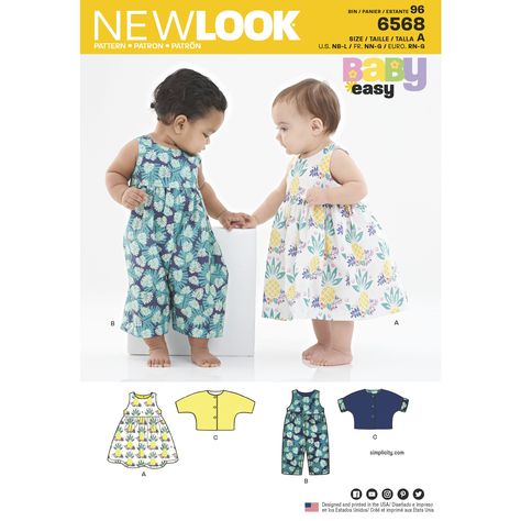 Purchase New Look  New Look Pattern 6568 Babies' Dress, Romper and Jacket and read its pattern reviews. Find other Baby clothes,  sewing patterns. Sew Baby, Envelope Pattern, New Look Patterns, Childrens Sewing Patterns, Baby Basics, Rompers For Kids, Jacket Pattern Sewing, Baby Clothes Patterns, Easy A