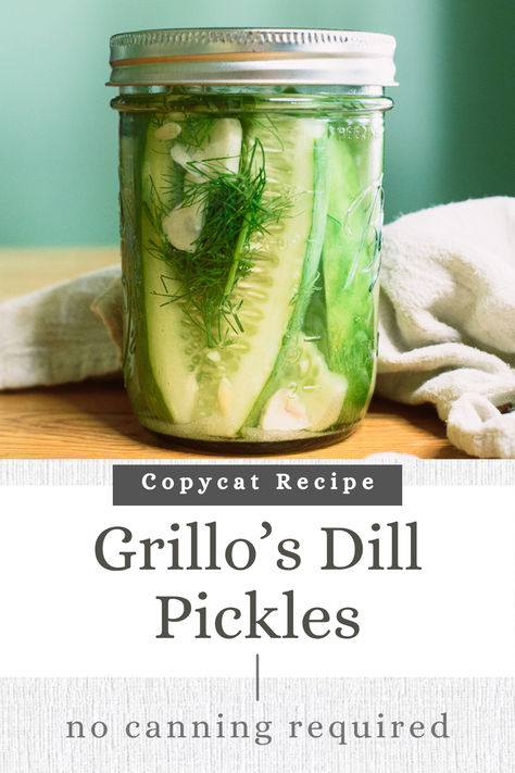 Make this simple recipe for fresh, healthy, delicious refrigerator dill pickles, very similar to Grillo’s dill pickles. This recipe is perfect for garden and farmers’ market season when cucumbers are abundant. Garden Cucumbers Recipes, Grillo Pickle Recipe, Dill Pickle Recipe Refrigerator, Grillos Pickles Recipe Copycat, Best Dill Pickle Recipe, Garlic Dill Refrigerator Pickles, Pickled Veggies Recipe, Pickle Cucumbers, Freezing Recipes