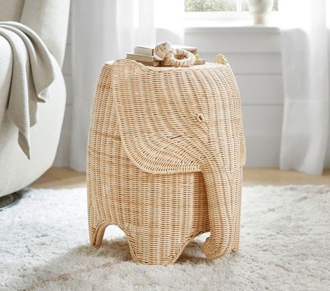 Kids Nightstands & Bedside Tables | Pottery Barn Kids Rattan Elephant, Wicker Nursery, Kids Nightstand, Jungle Nursery, Griffith Park, Baby Rooms, House Bedroom, Water Based Stain, Nursery Essentials