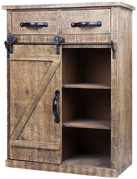 Binrrio Rustic Storage Cabinet Barn Door Wood End Table Wood Console Cabinet, Farmhouse Wood Storage Cabinet Country Vintage Furniture Wood Coffee Bar, Rustic Storage Cabinets, Single Barn Door, Barn Door Cabinet, Barn Door Console, Shabby Chic Cabinet, Wall Storage Cabinets, Accent Storage Cabinet, Cabinet With Doors