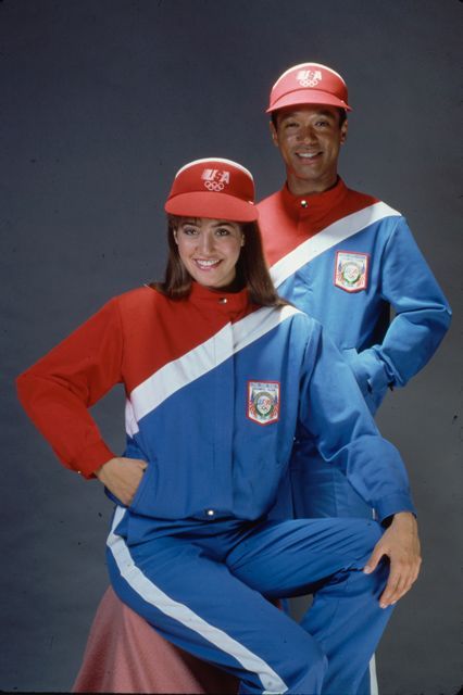 Check Out These 12 Amazing Vintage Olympics Looks… Olympic Opening Ceremony Outfit, 80s Olympics, Olympics Fashion, Olympics Aesthetic, Olympic Outfits, Olympics Costume, Flamingo Land, Styling Aesthetic, Olympic Theme Party